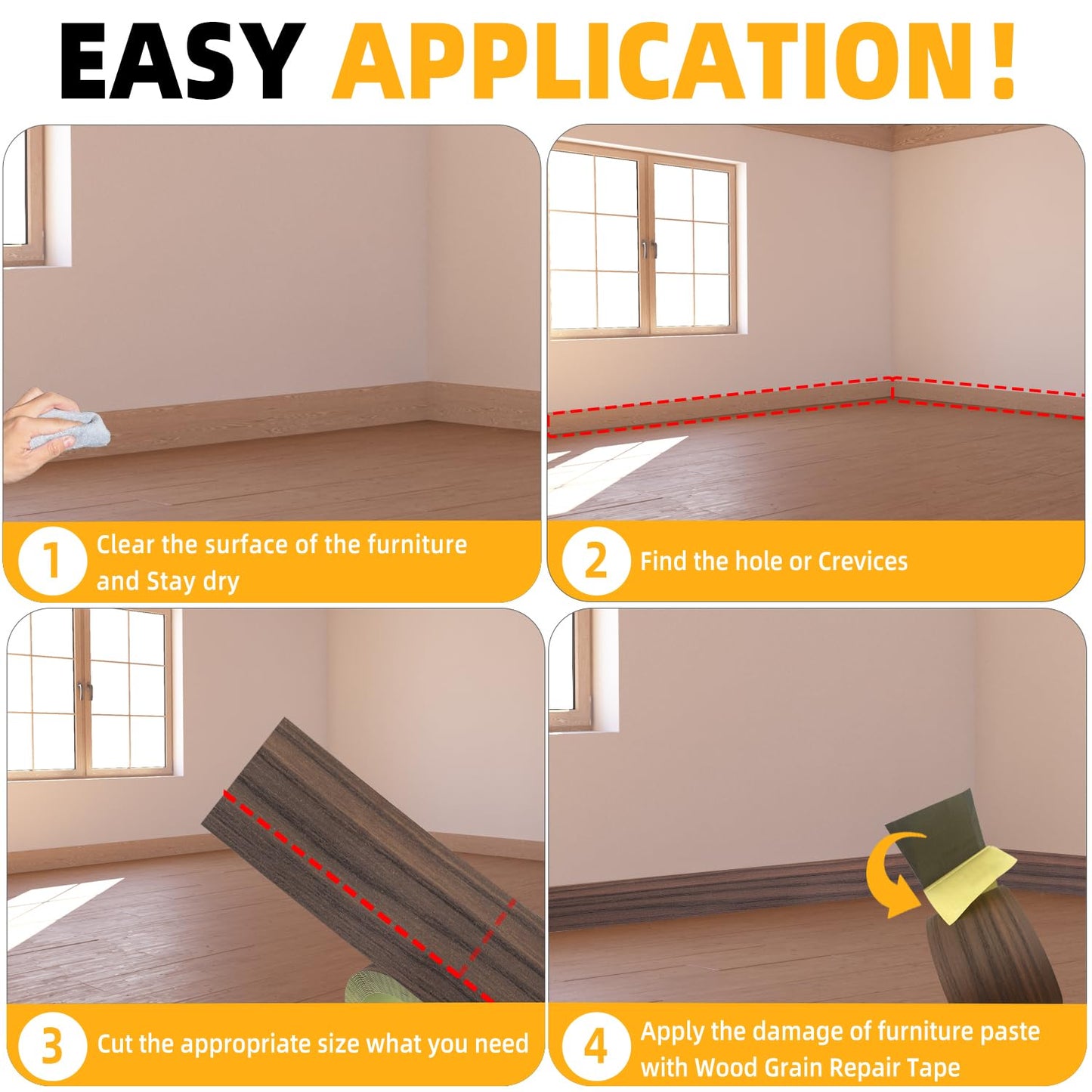 GSCIT Club Wood Grain Repair Tape, 2.3 inch X 50ft Self Adhesive Walnut Grain Repair Patch for Tables, Chairs, Baseboards, Doors, Windows, Floors, Handicraft DIY.