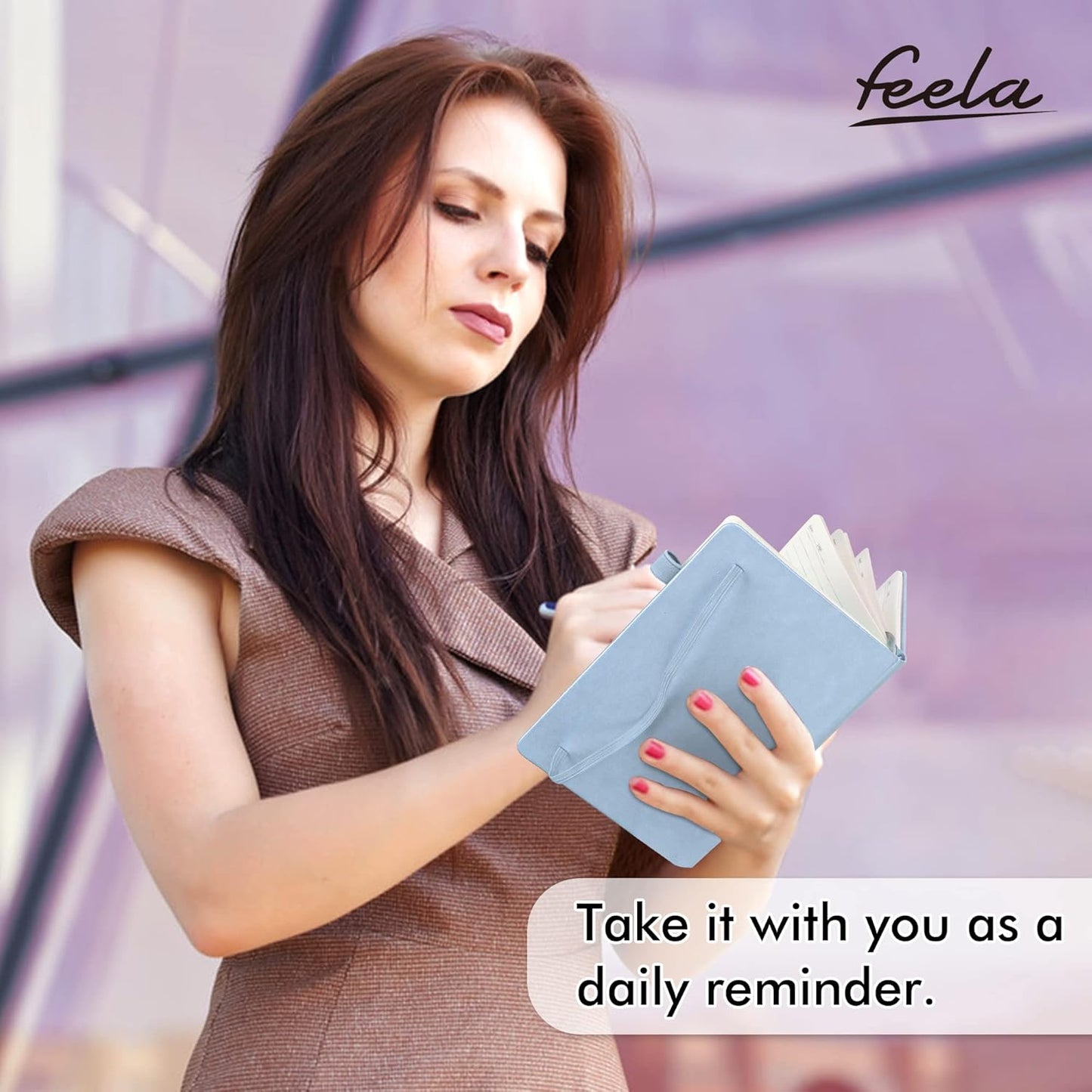 feela 12 Pack Notebooks Journals Bulk, Hardcover Notebook Classic Ruled Lined Journals with Pen Holder for Women Girls School Business Supplies, with 12 Black Pens, 120 GSM, 5.1”x8.3”, A5, Light Blue