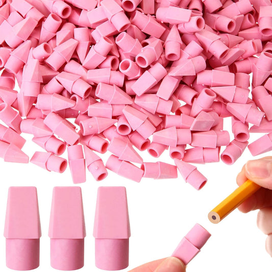 Crtiin 1000 Pcs Pencil Top Erasers Bulk Caps for Pencils Chisel Shape Erasers Toppers Classroom Party Favors Games Prizes Funny Pencil Eraser Cap for Kids Studying Supplies Home Office(Pink)