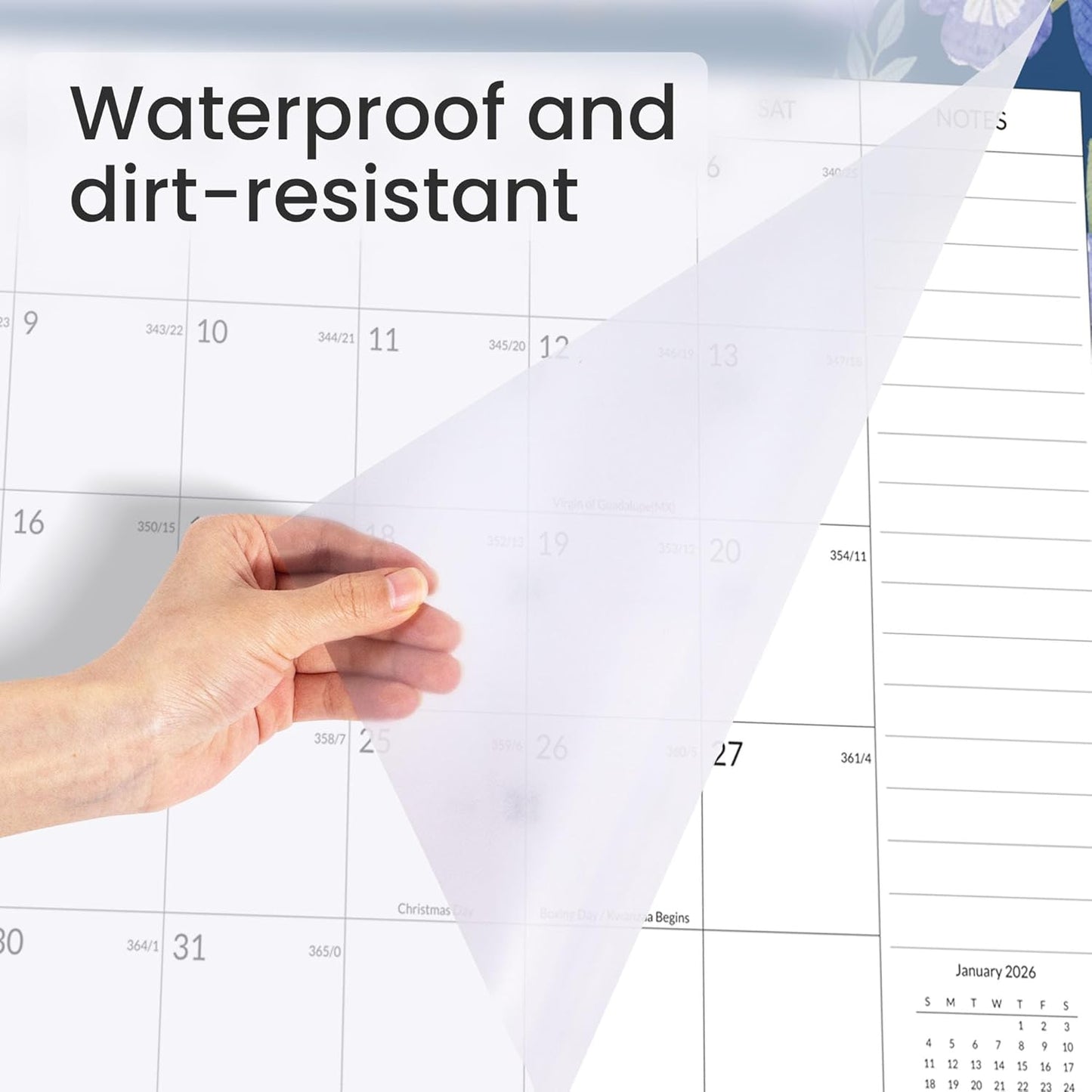 SUNEE Large Desk Calendar 2025-2026 22x17 from October 2025 to March 2027, Extra Large Desktop Monthly Calendar Pad 18 Months For Teacher or Family, Desk Top, Floral