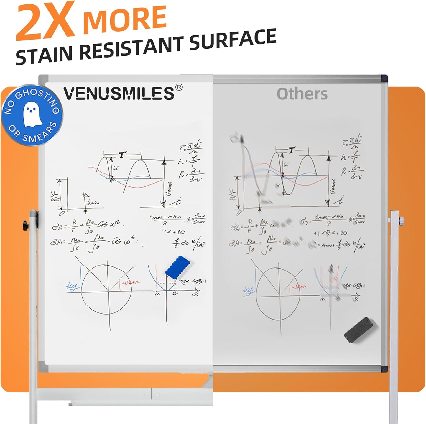Rolling Whiteboard, 40"x72" White Board with Stands Movable Dry Erase Board on Wheels, Large Double Sided Standing Whiteboard for Office School Classroom Presentation Supplies, Pearl White