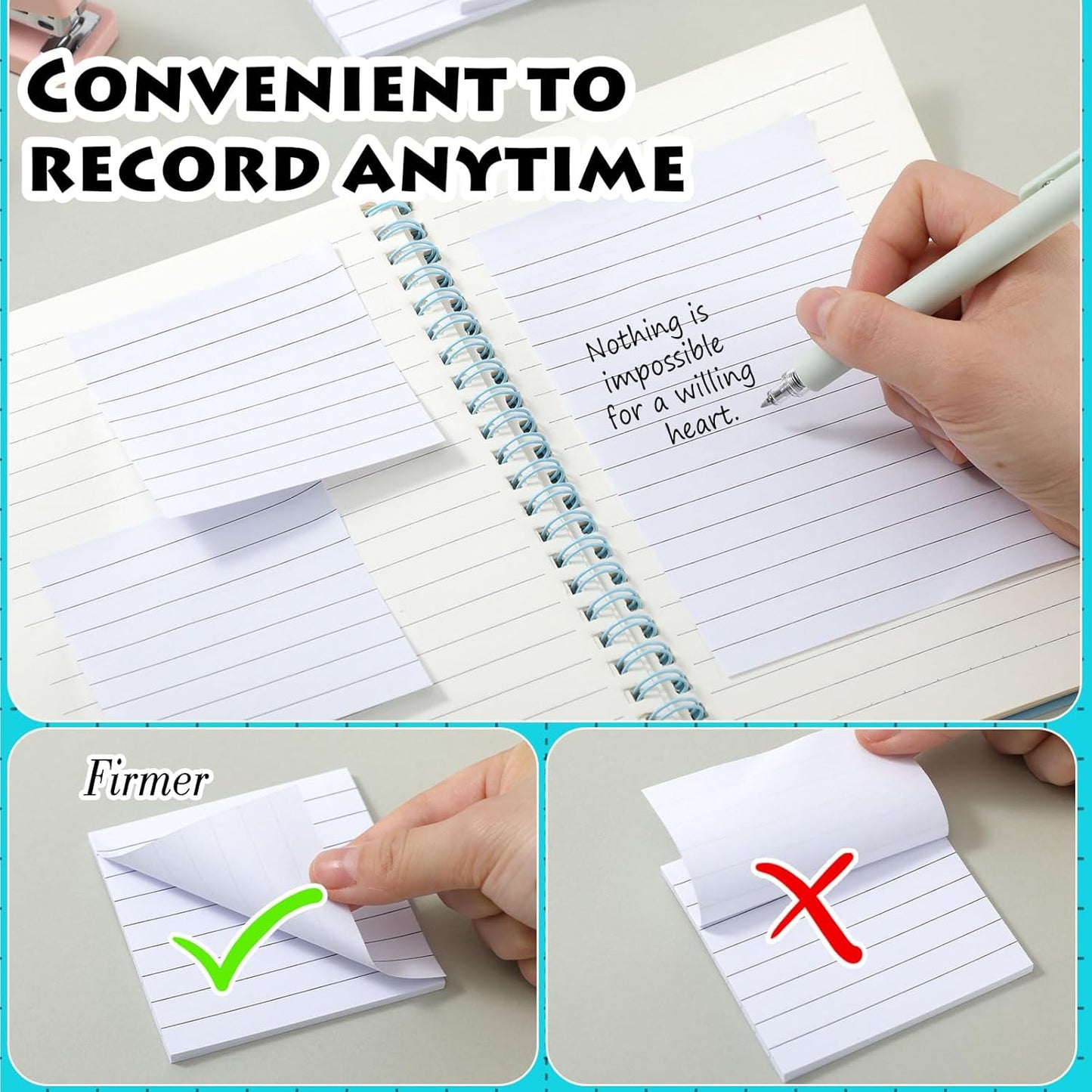 Yexiya 64 Pcs Lined Sticky Notes Self Stick Notes with Lines Bright Assorted Colors Sticky Pad for Home Office Products Post Memos, 1920 Sheets(3 x 3 Inch, 4 x 6 Inch,Mixed Color)