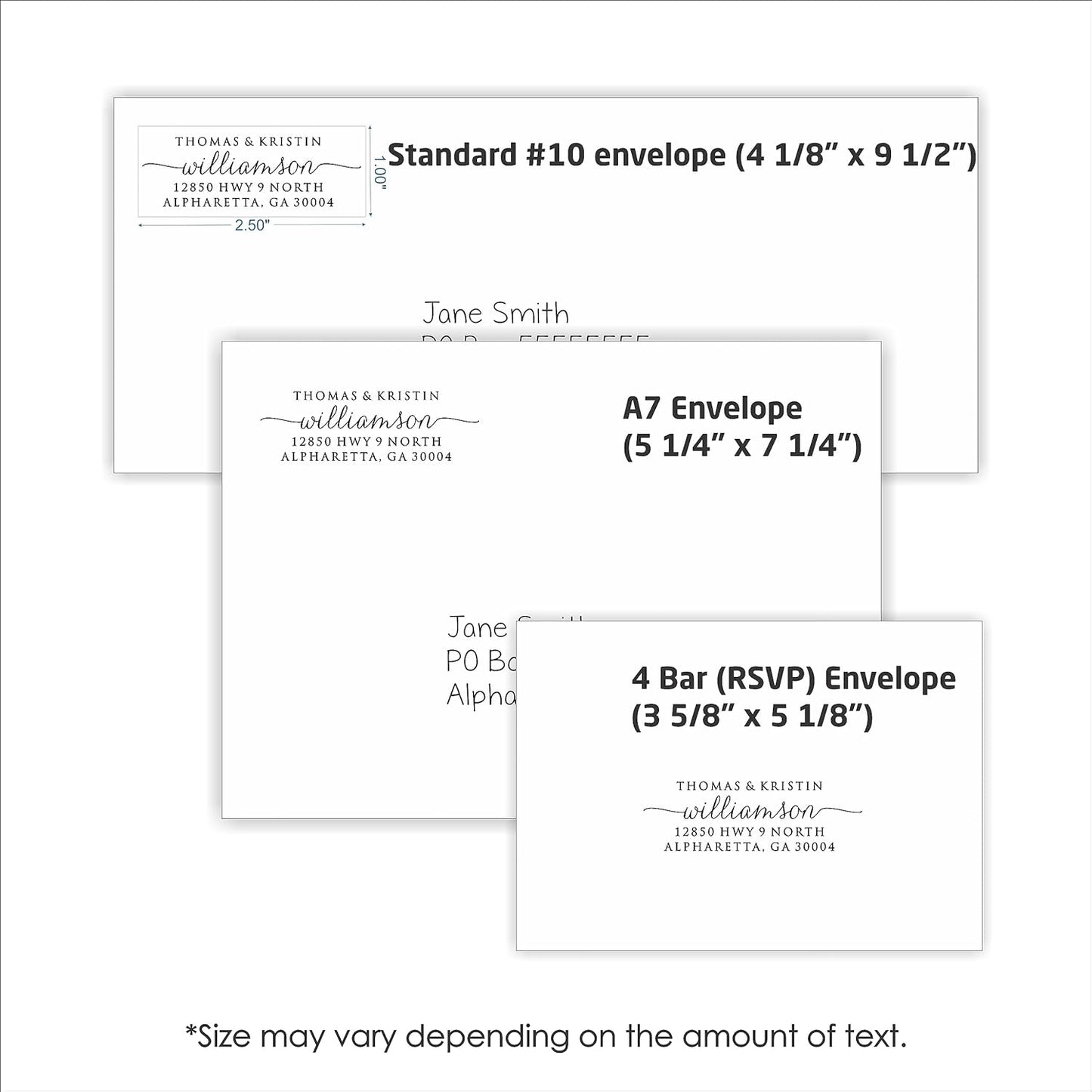 Self Inking Return Address Stamp - Custom 4 Line Personalized Address Stamp for Envelopes, Wedding Invitations, Business, Mailing Labels, Black Ink (Calligraphy Script)