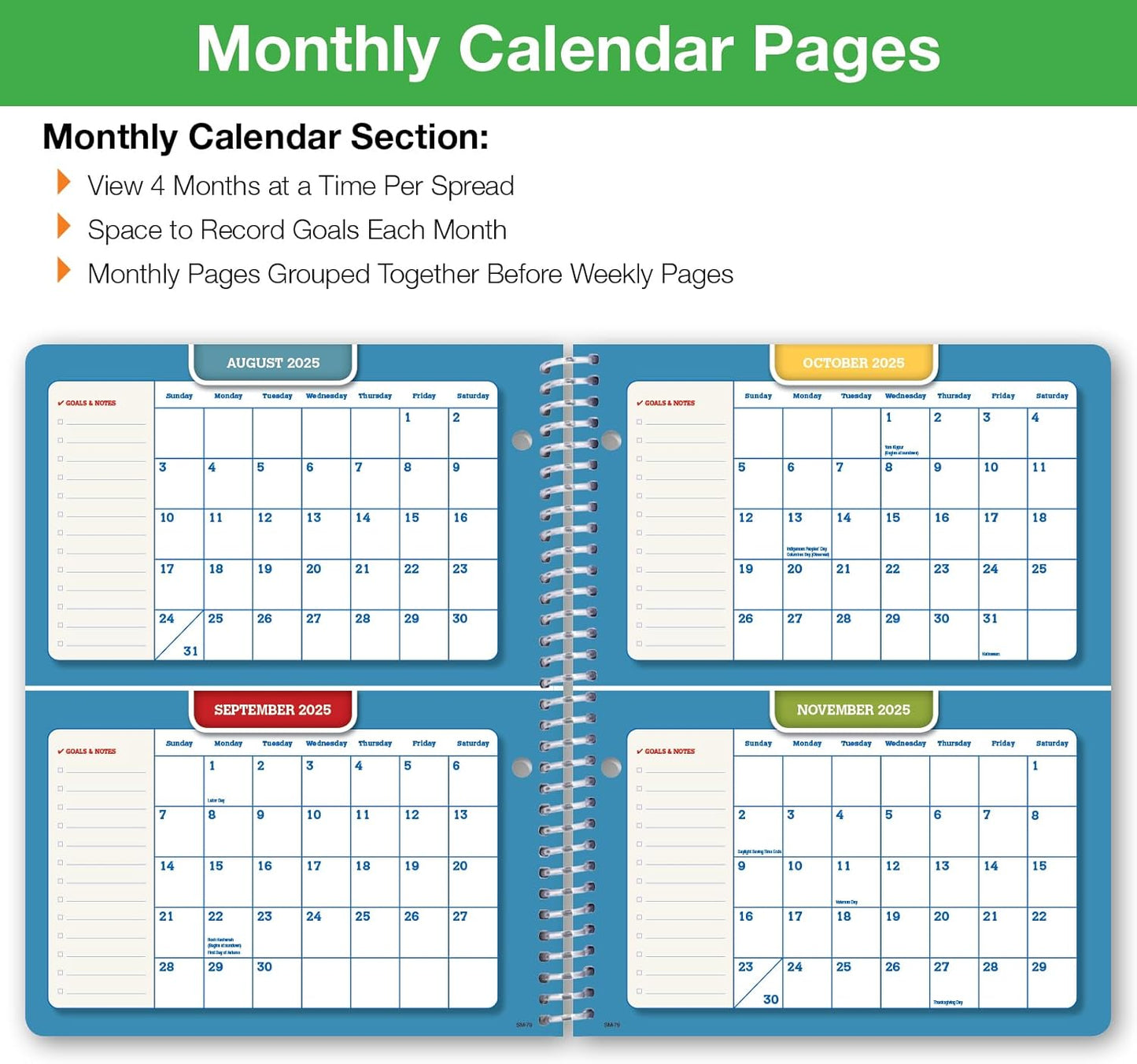 Global Datebooks Dated Middle School or High School Student Planner for Academic Year 2025-2026 Includes Ruler/Bookmark and Planning Stickers (Matrix Style - 7"x9" - Rainbow Silhouette)