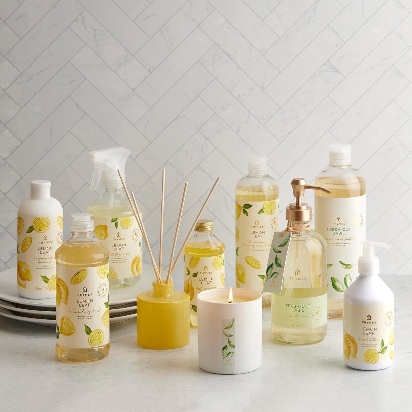 Thymes Countertop Spray - Counter Cleaner Spray - Household Cleaning Supplies (Lemon Leaf, 16.5 fl oz)