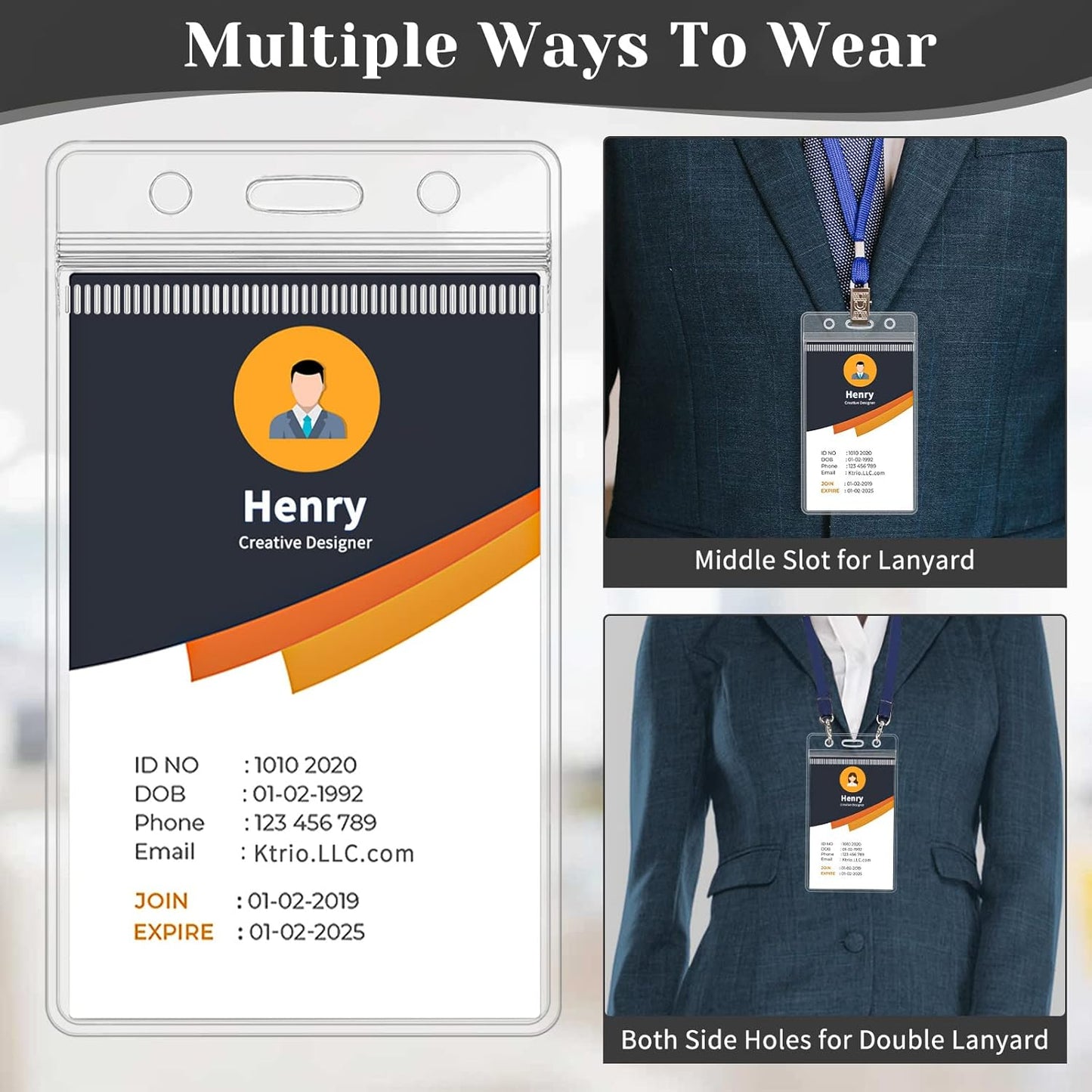 30 Pack Badge Holder, Plastic ID Badge Holder, Clear Waterproof ID Card Holder with Resealable Zip, 2.5" x 3.8" Vertical Name Tag Holder for Nurses and Office, Fits ID Card/Credit Card/Student Card