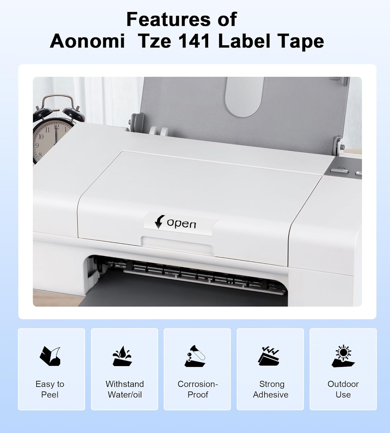 Tze-141 18mm 0.7inch Laminated Clear Tape Compatible for Brother PT-D400 Label Maker Tape Clear, TZ-141 Tze 18mm 3/4inch for Brother P-Touch PT-D600, PT-D410, PT-D610BT Label Maker, 5 Pack