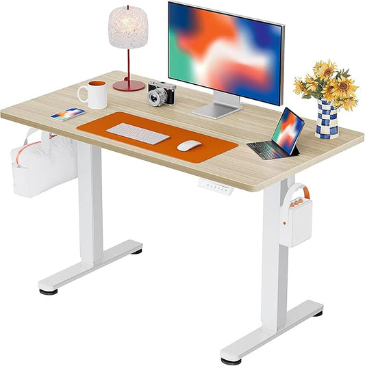 ErGear Electric Standing Desk, 44 x 24 Inches Height Adjustable Stand up Desk, Sit Stand Home Office Desk, with Two-Piece Desktop (Natural)
