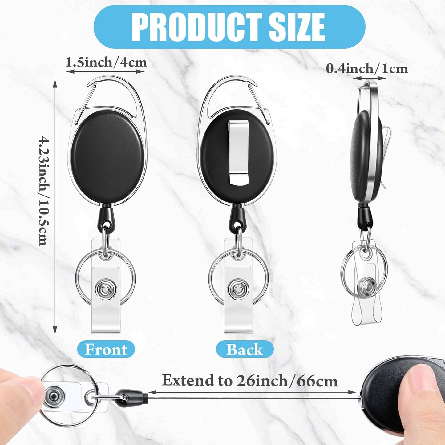 Yaomiao 100 Pack Retractable Badge Holder Reel with Clips Heavy Duty ID Card Holder Reels Bulk with Key Ring for Office Worker Doctor Nurse Employee School Students (Mixed Colors)