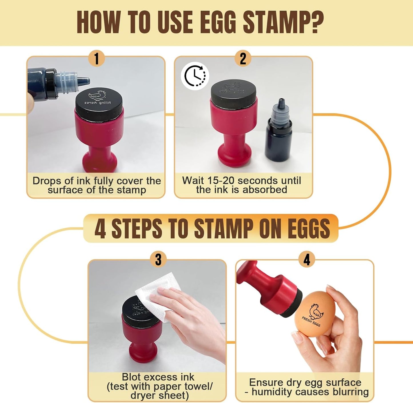 Custom Egg Stamp Personalized Egg Stamps for Fresh Eggs with Your Text & Design for Farm Branding Backyard Eggs