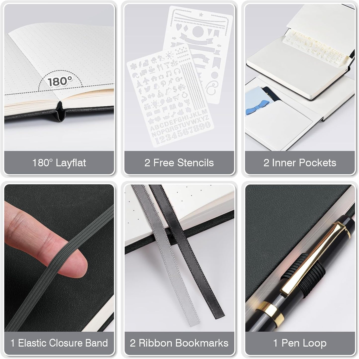 OMEYA Dotted Journal Notebook 3 Pack, A5 Hardcover Notebook with 120gsm Thick Dotted Paper, Leather Journals for Women, Men, Dot Grid Notebook Journal for Writing, Notebooks for Work, 5.75" × 8.38"