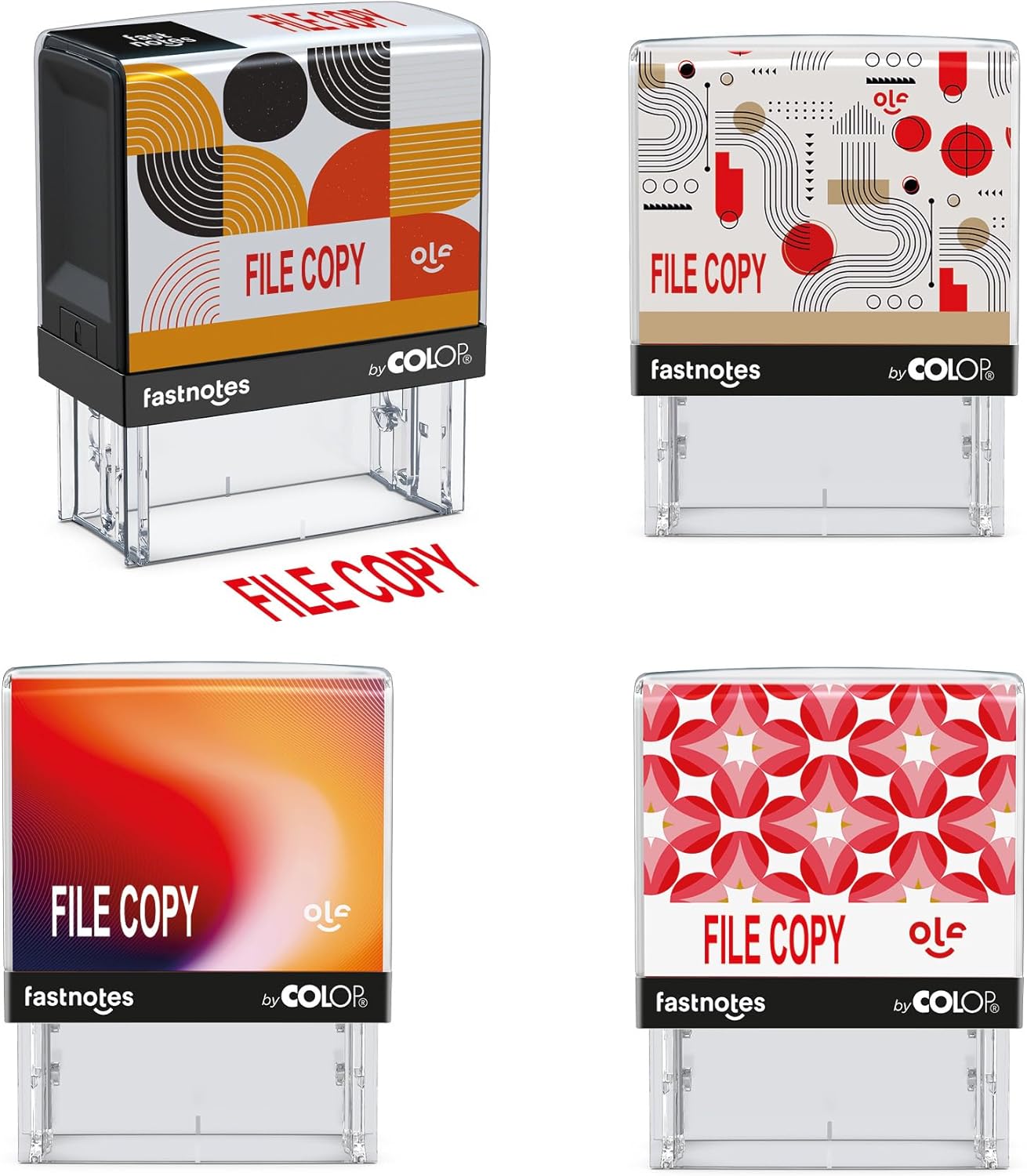 Fastnotes File Copy Self-Inking Rubber Stamp by COLOP - Great for Office Documents, Notary, Warehouse, Accounting Paperwork, Business, and Legal Documentation - Red Ink (File Copy- Red)