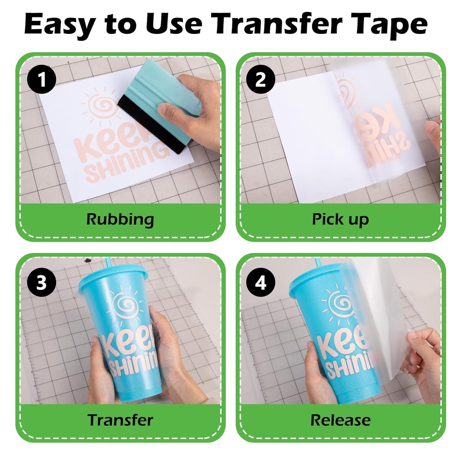 TECKWRAP Clear Transfer Tape for Vinyl, Medium Tack Vinyl Transfer Tape for Glossy and Matte Vinly Stickers Decals Signs Window, 12" x 22FT