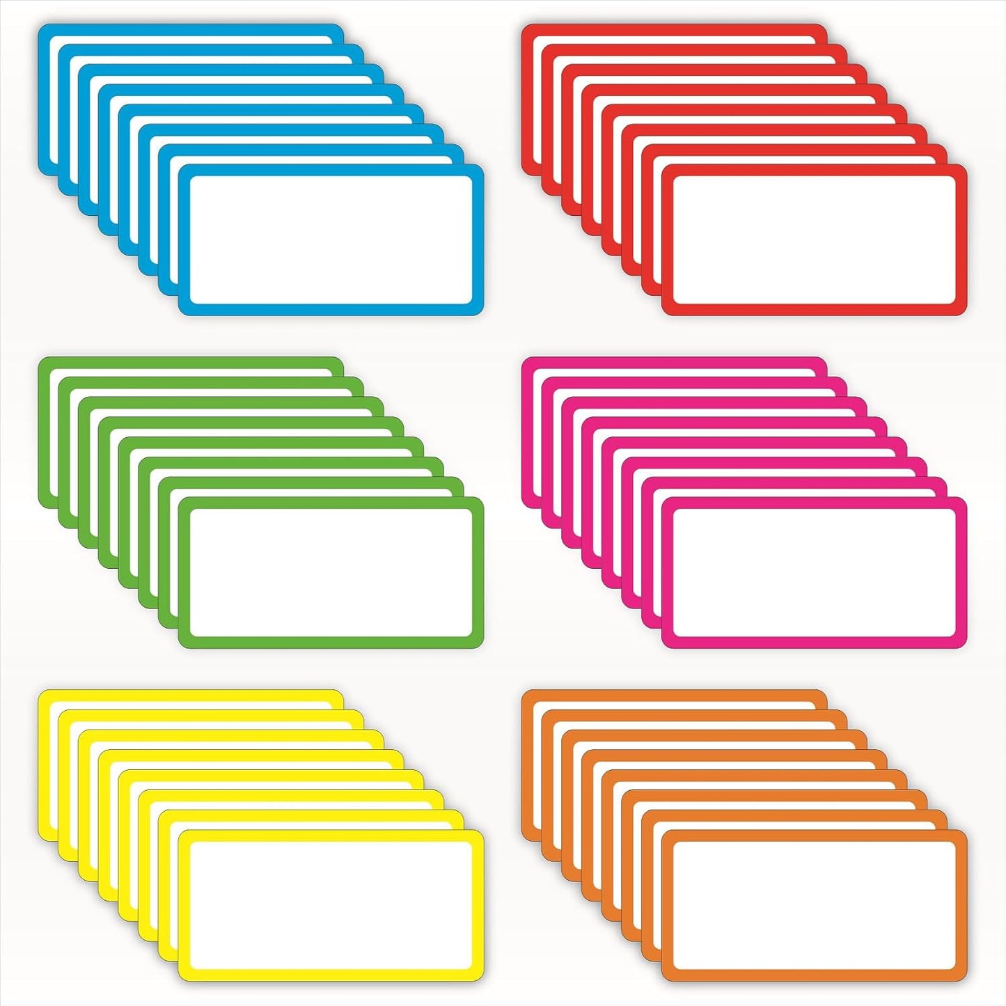 48 Pack Magnetic Dry Erase Labels - Magnetic Blank Cards with Color Borders, Reusable Name Tags - Dry Erase Labels for Home, Office, Classroom - 2 x 4 Inches