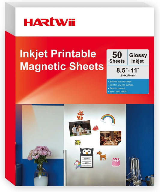 Bulk Printable Magnet Glossy 50 Sheets for inkjet printer Make Refrigerator Photo 13.5mil 8.5 x 11 inches Thick magnetic printer paper for cricut