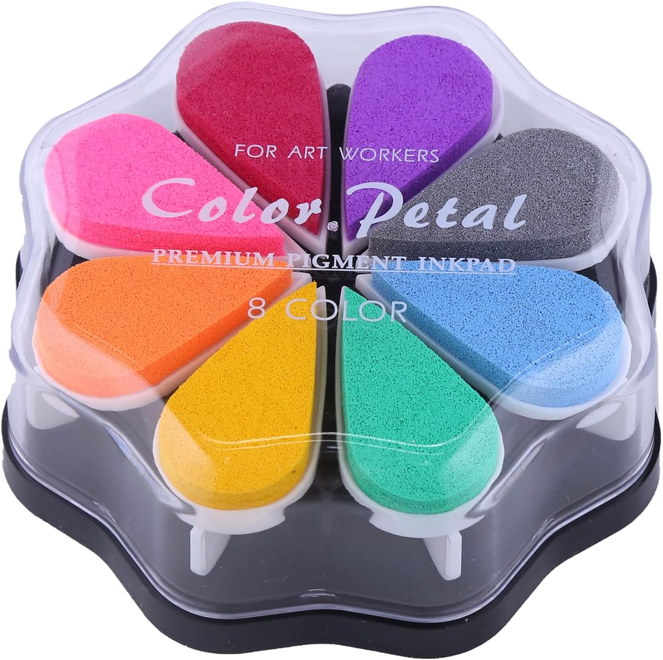 Petal Ink Pads for Rubber Stamps Waterdrop Shaped Stamp Pads with 8 Assorted Colors (Set 1002)