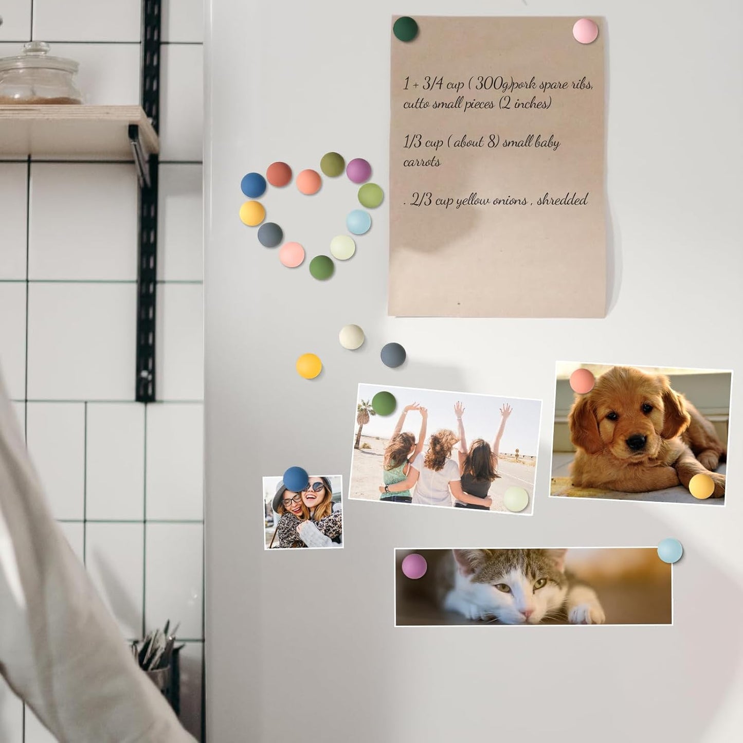 Qualsen 16pcs Cute Colorful Fridge Magnets – Strong Matte Macaron Refrigerator Magnets for Locker, Whiteboard, Classroom – Decorative Magnetic Stickers for Girls, 16 Colors