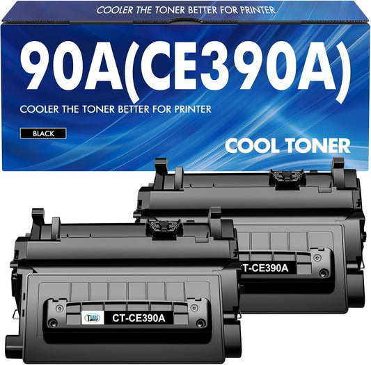 CE390A 90A Black Toner Cartridge 2 Pack Compatible Replacement for HP 90A CE390A 90X CE390X for HP Laserjet Enterprise 600 M601 M602 M603 M4555 MFP M602x M602n M603dn Printer Ink