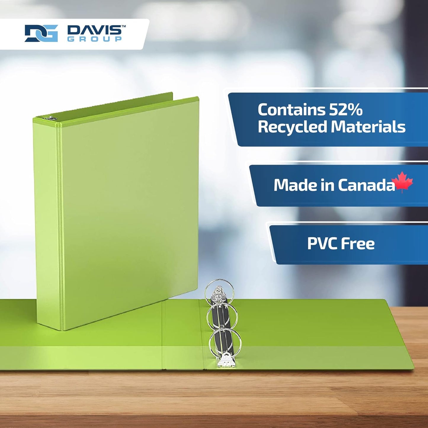 Easyview Premium 3-Ring Binders with Clear-View Covers and Round Rings, Binders for School or Office, 1.5 Inch, Pack of 6, Lime Green