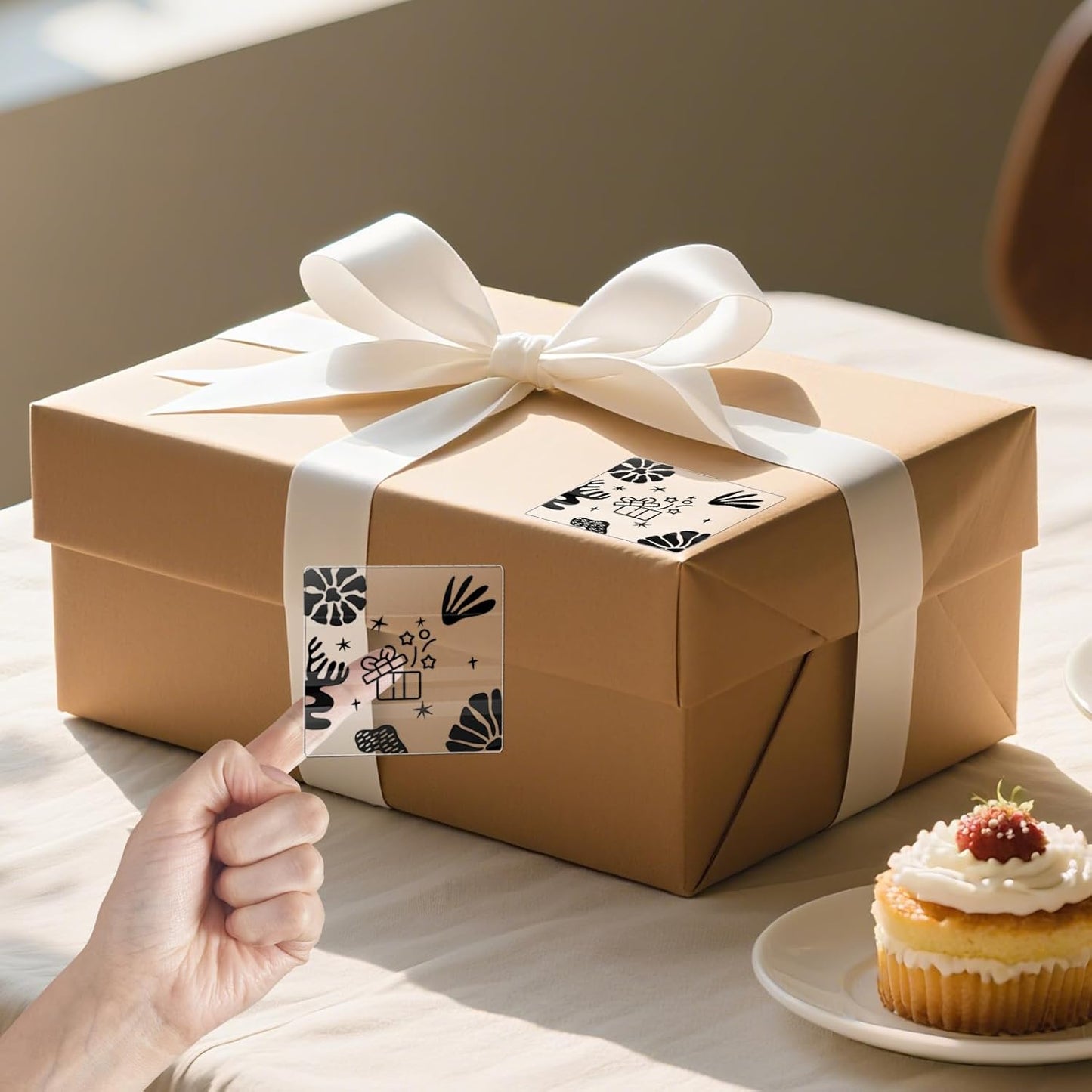 Transparent Thermal Labels 3 × 3 Inch Self Adhesive Printer Clear Stickers Vinyl Waterproof Roll Decals Rectangle Name Tag for Address Design DIY Logo Business 200 PCS