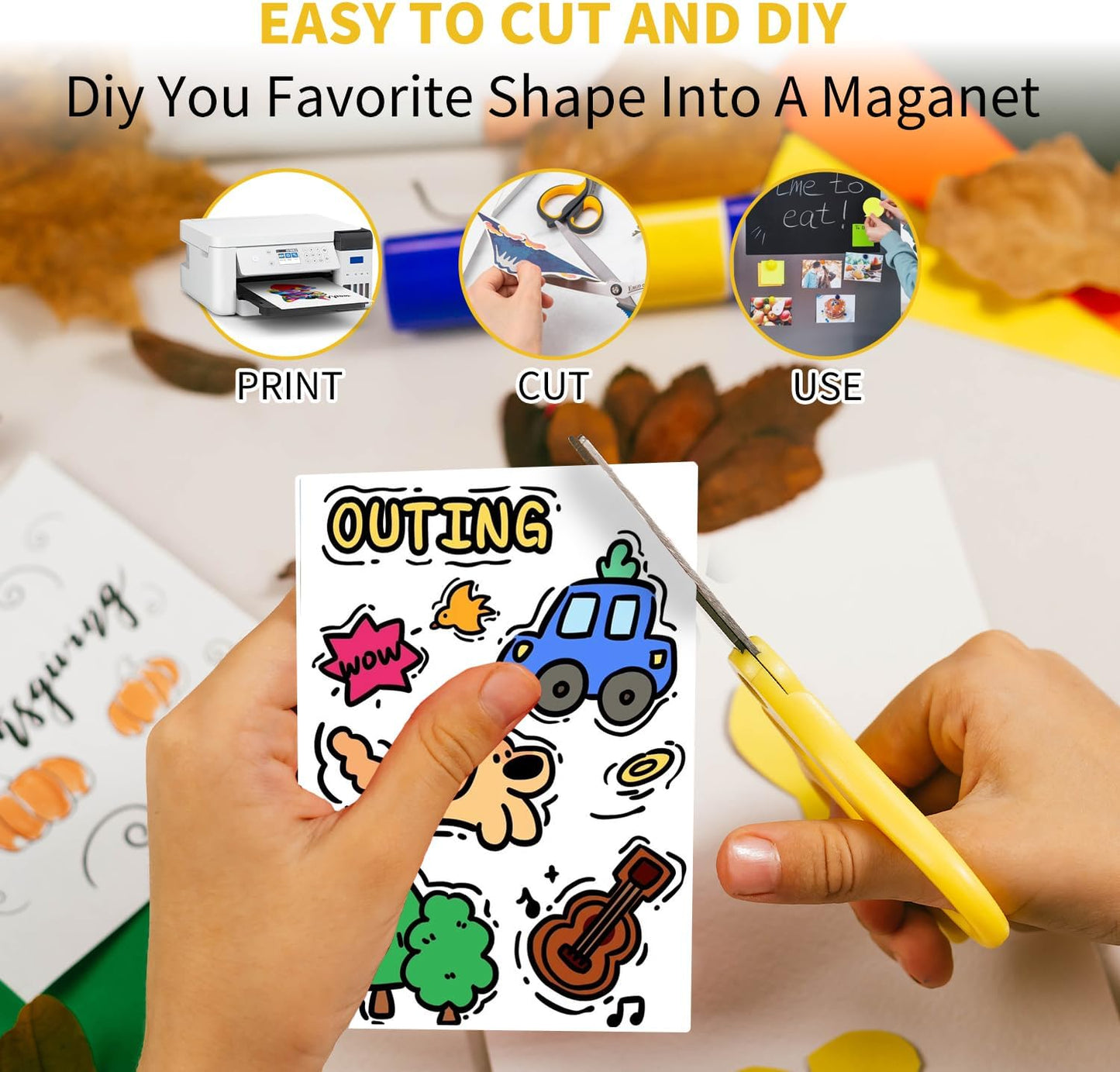 20Pcs 8.5x11 Inches Printable Magnetic Sheets for Inkjet Printers, Glossy White Magnetic Print Paper, 12mil Thickness, Flexible Magnet Photo Paper for Refrigerator DIY Crafts