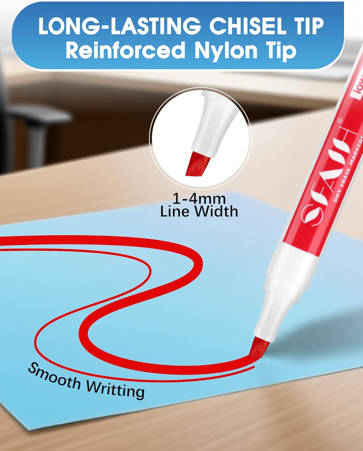 SFAIH Dry Erase Markers Chisel Tip with Magnetic Whiteboard Eraser, 48 Bulk 12 Assorted Colors White Board Markers for Teachers, Versatile Lines, 1s Quickly Dry, Perfect for Classroom and Office