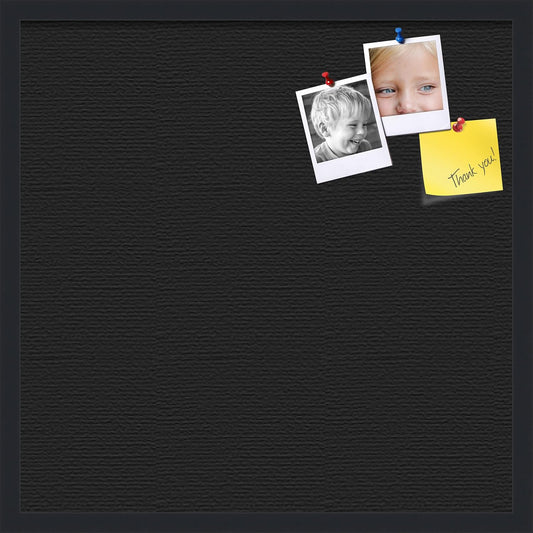 PinPix pin Cork Bulletin Board Made from Canvas, Classic Black Pattern 24 x 24 Inches (Completed Size) and Framed in Satin Black (PinPix-622)