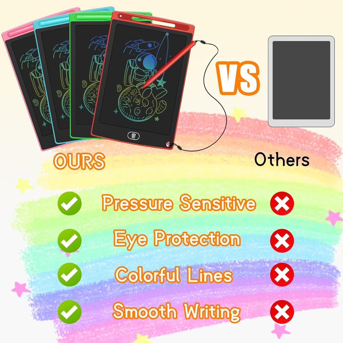 24 Pack LCD Writing Tablet for Kids Bulk, 8.5 Inches Reusable Doodle Board, Writing Tablet for Kids, Drawing Pads for Kid Education Class Party Favors Gifts for Children Toddler Girls Boys