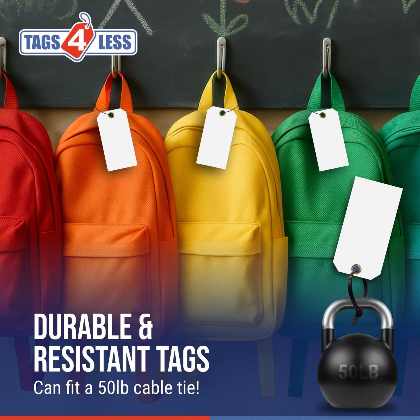 Tags 4 Less 15 Mil Waterproof Plastic Tags, Pack of 100 – 3” x 6” Heavy Duty Plastic Tags for Labeling, Outdoor Tagging, Equipment Labeling, Luggage, Valves & More (Dark Blue)