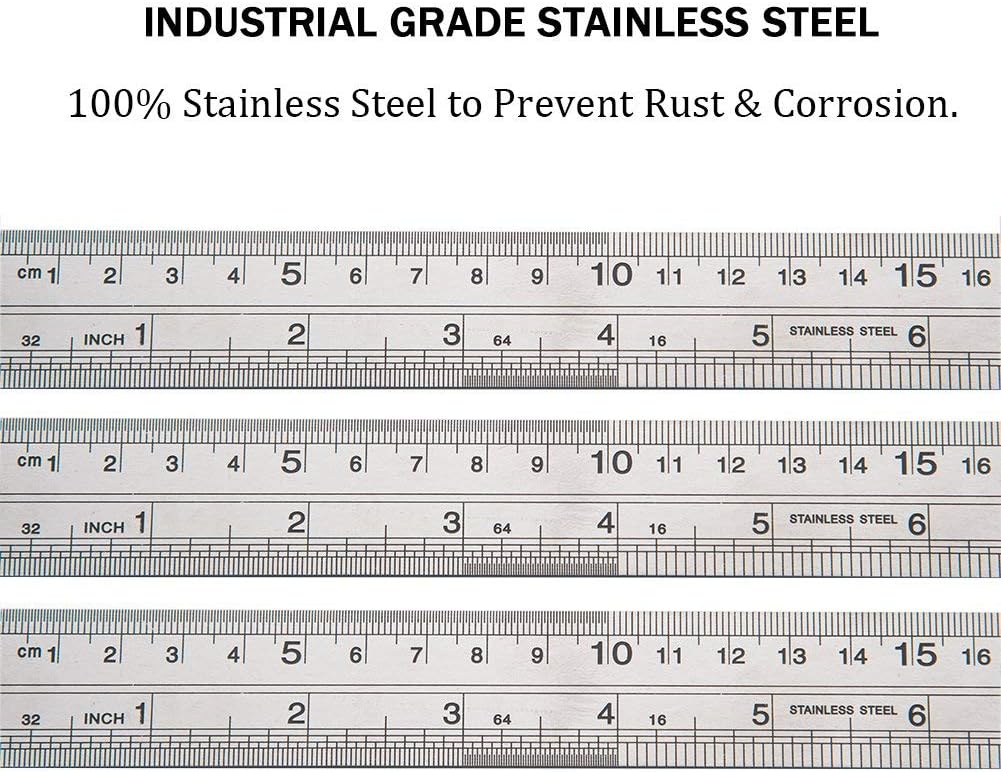 ZZTX Metal Straight Edge Ruler Set - Stainless Steel 12 Inch Rulers - Bulk 2 Pack