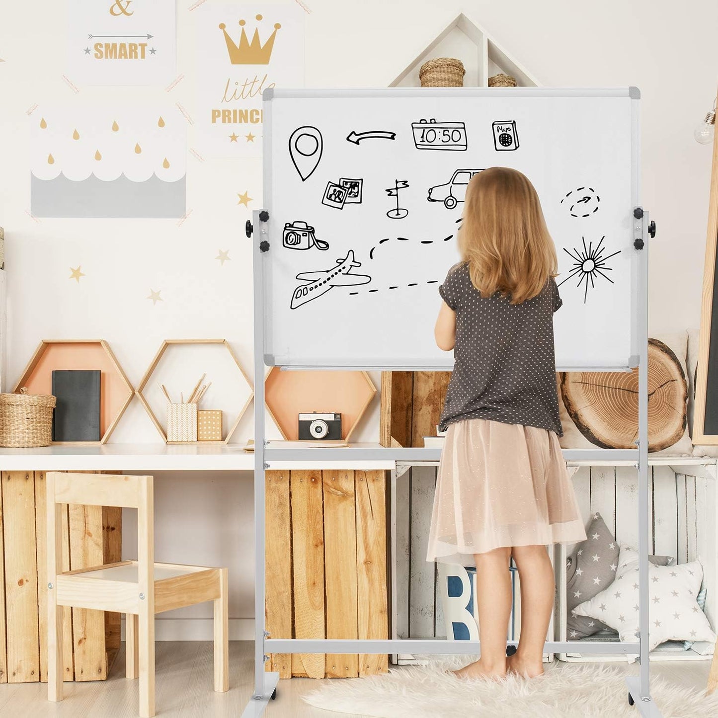 Mobile Dry Erase Board Magnetic Whiteboard on Wheels (Aluminium Frame) 36"x24" Portable White boards with Rolling Stand for Classroom, Office, Home