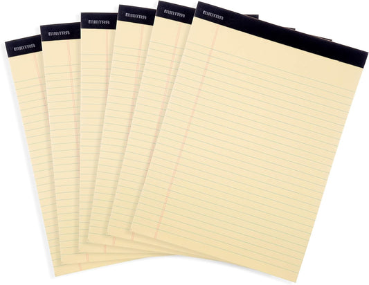 Mintra Office Legal Pads - ((BASIC CANARY 6pk, 8.5in x 11in, WIDE RULED))