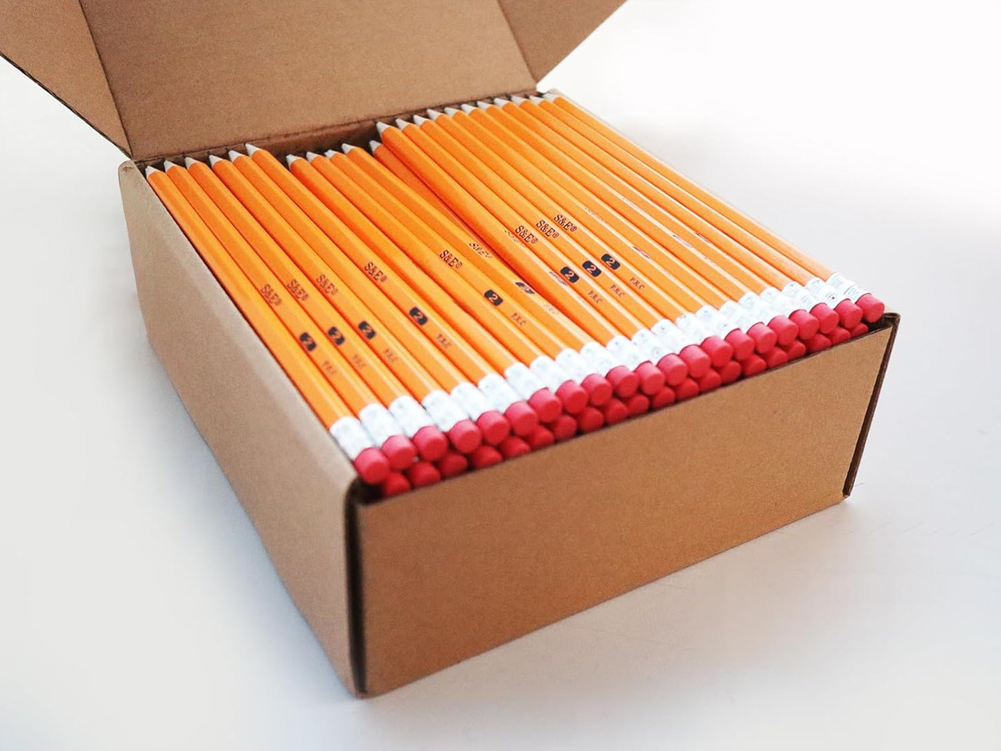 S & E TEACHER'S EDITION Woodcased #2 Pencils, Pre-sharpened, 2 HB Lead Bulk Box Pencil, No. 2, Yellow Pencils with Erasers, Back to school, 200 Count