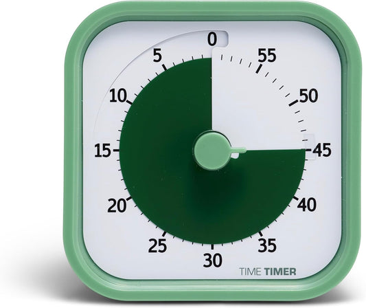 TIME TIMER Home MOD - 60 Minute Kids Visual Timer Home Edition - for Homeschool Supplies Study Tool, Timer for Kids Desk, Office Desk and Meetings with Silent Operation (Fern Green)