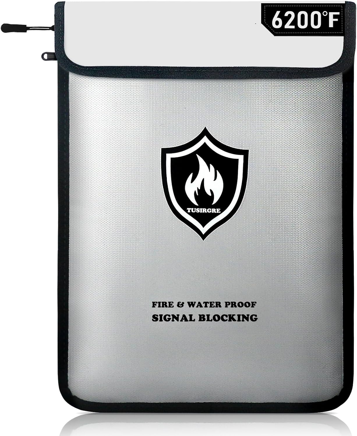 6200°F Upgraded Fireproof Document Bag, 15.7 x 11.4 Faraday Bag, Fireproof Money Bag with Zipper/Reflective Strip, 18 Layers of Heat Insulated Materials, RFID Blocking Bag Protects Devices