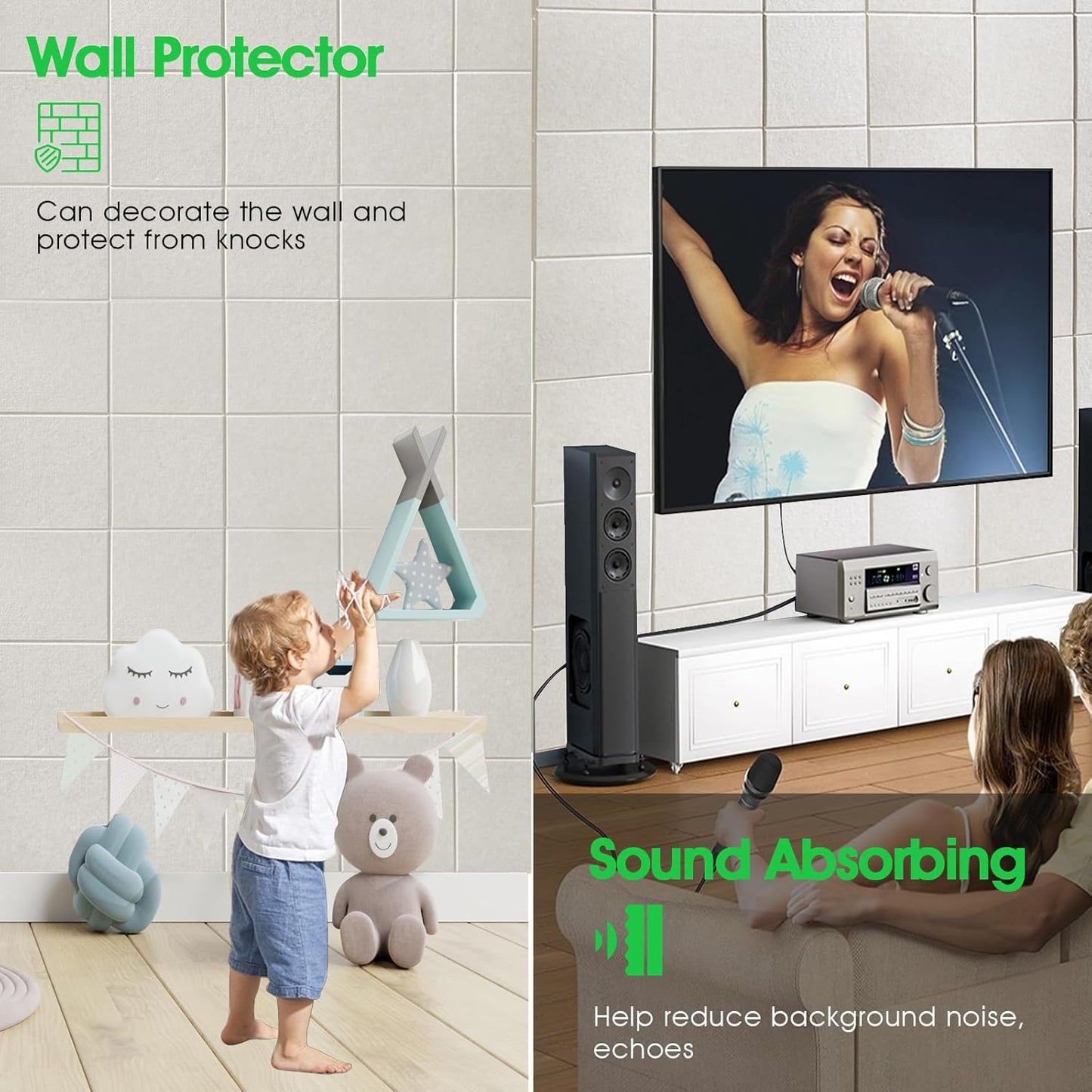 Large Cork Board for Office Wall Decor,48"x36"-12 Pack Felt Wall Tiles with Safe Removable Adhesive Tabs, 1/2" Thick, Felt Bulletin Board Pin Board Cork Boards for Walls - Beige