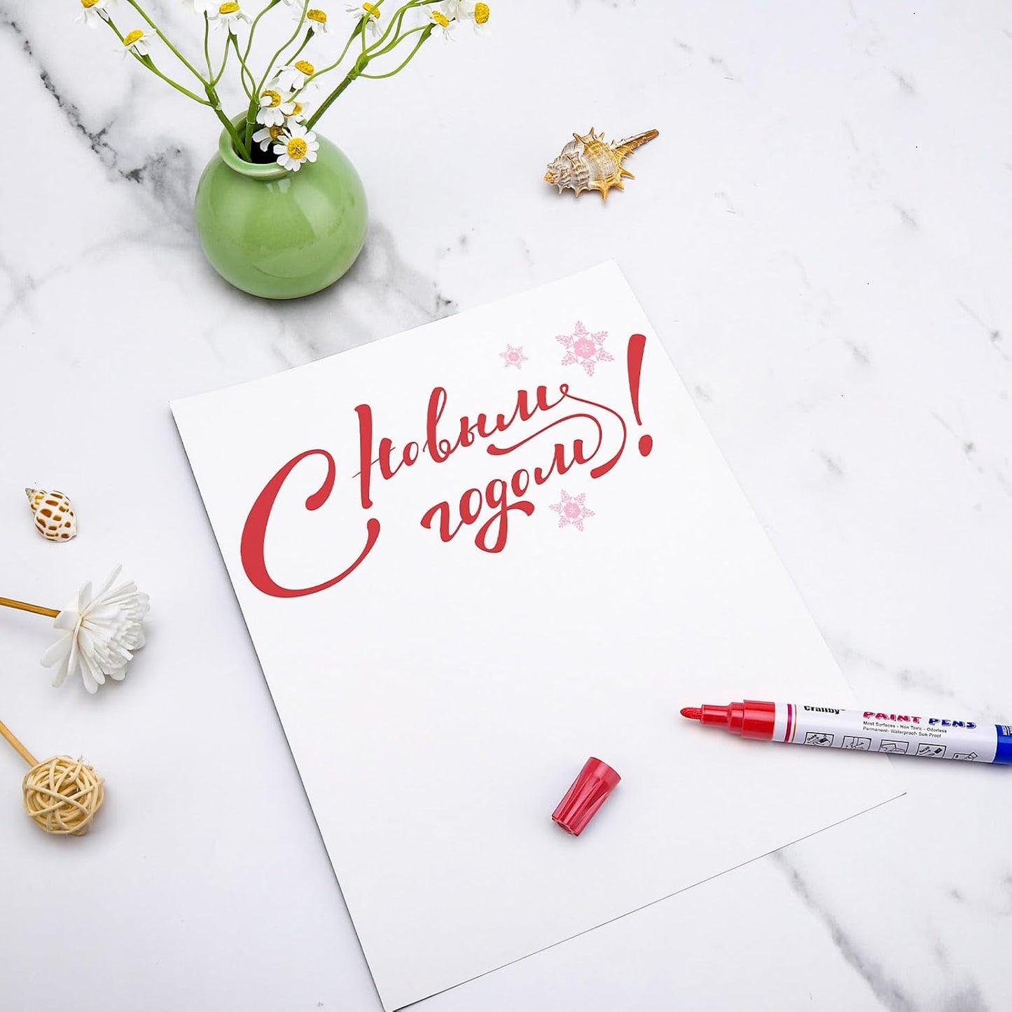 Red Paint Markers, 2 Pack Oil-Based Waterproof Quick Dry Permanent Paint Pen Set for Rocks Painting, Wood, Fabric, Plastic, Canvas, Glass, Mugs, Metal, Tire, Stone, DIY Craft