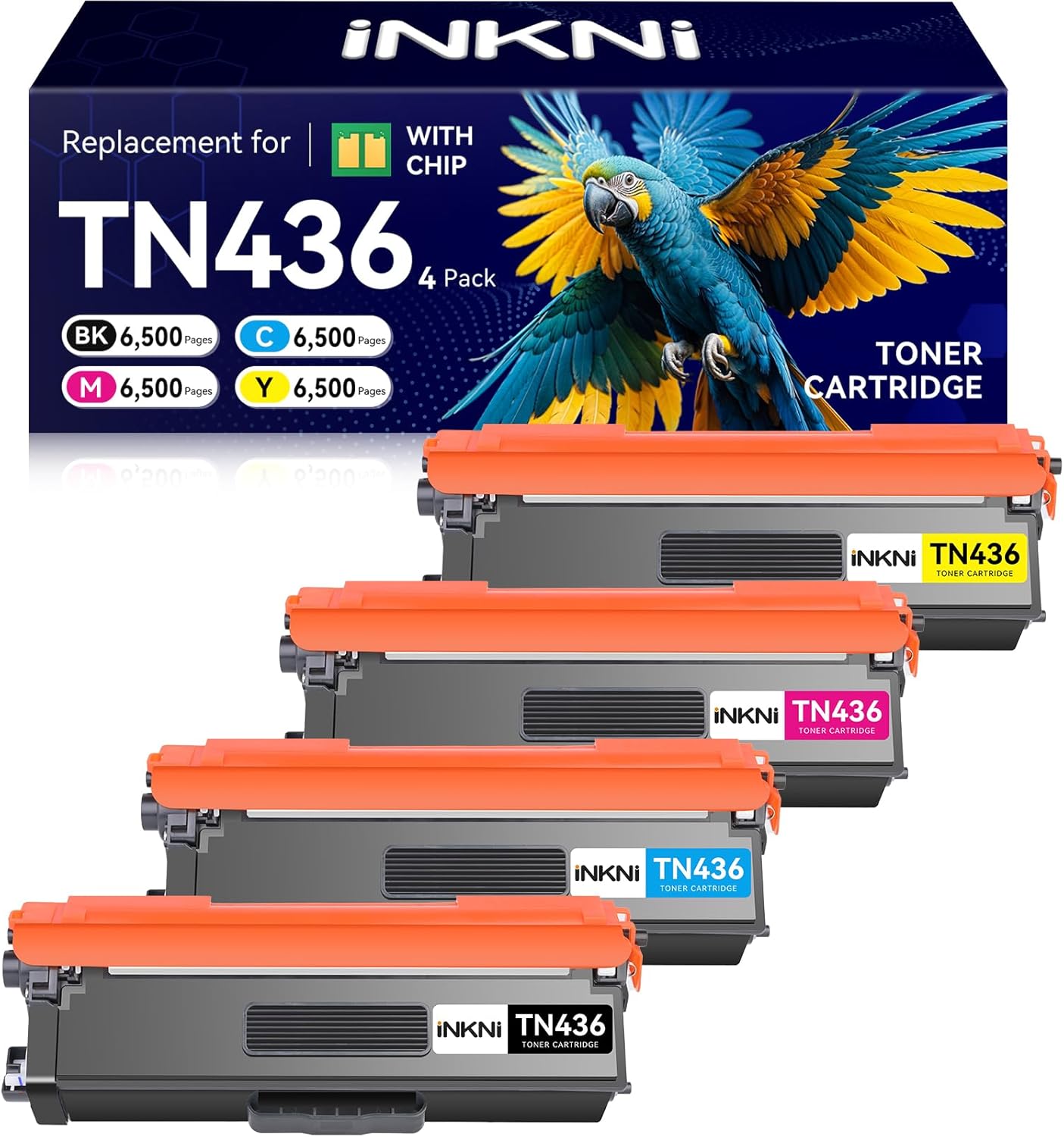 TN436 Toner Cartridge Set 4 Pack(with chip) Compatible Replacement for Brother tn436bk tn433 tn431 tn 436bk Toner for MFC-L8900CDW HL-L8360CDW HL-L8260CDW MFC-L8610CDW Prints