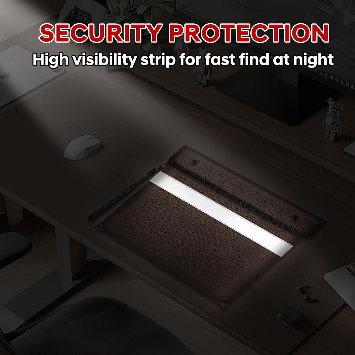 Fireproof Document Bag,5200℉ Insulated Fire Proof Money Bag for Cash,Waterproof Document Pouch with Water Resistant Zipper,8 Layers of Heat Insulated Materials,13.9x10.6 Inch(Brown)