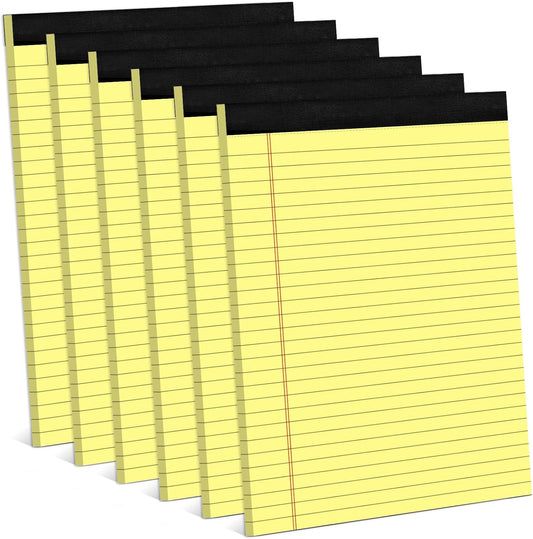 Note Pads 8.5 x 11 Wide Ruled Lined Writing Pads Yellow Legal Pads Letter Size 8.5 x 11 Notebook for Work Micro Perforated Legal Notepads Yellow Lined Paper Pads 27 Lines - 6 Pads/Pack, 30 Sheets/Pad