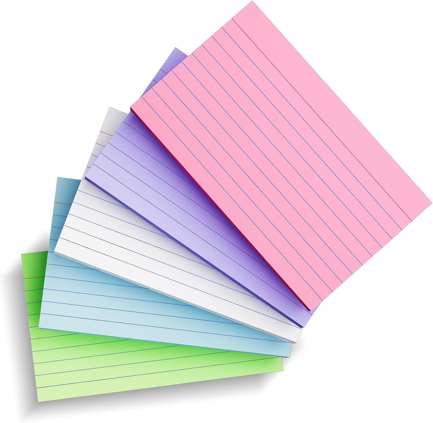 250 Count Colored Index Cards 3x5 Inch 180gsm Heavy Weight Flash Card (50 Sheets Each), Note Taking for Students, Teachers, Professionals, Study Note Cards for Office Home School