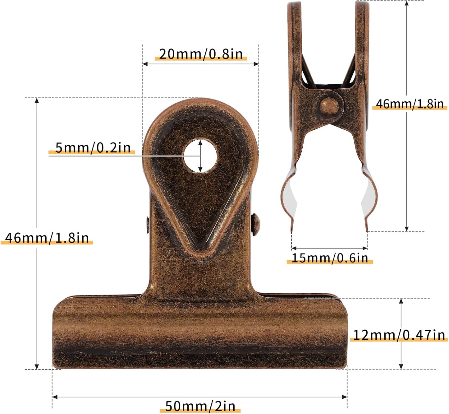 SIAMESE Bulldog Clips, 8 Pcs Binder Clips for Office & Kitchen, Multi-Purpose Binder and Food Bag Clamps for Sealing, Storage, Hanging (Red Bronze)