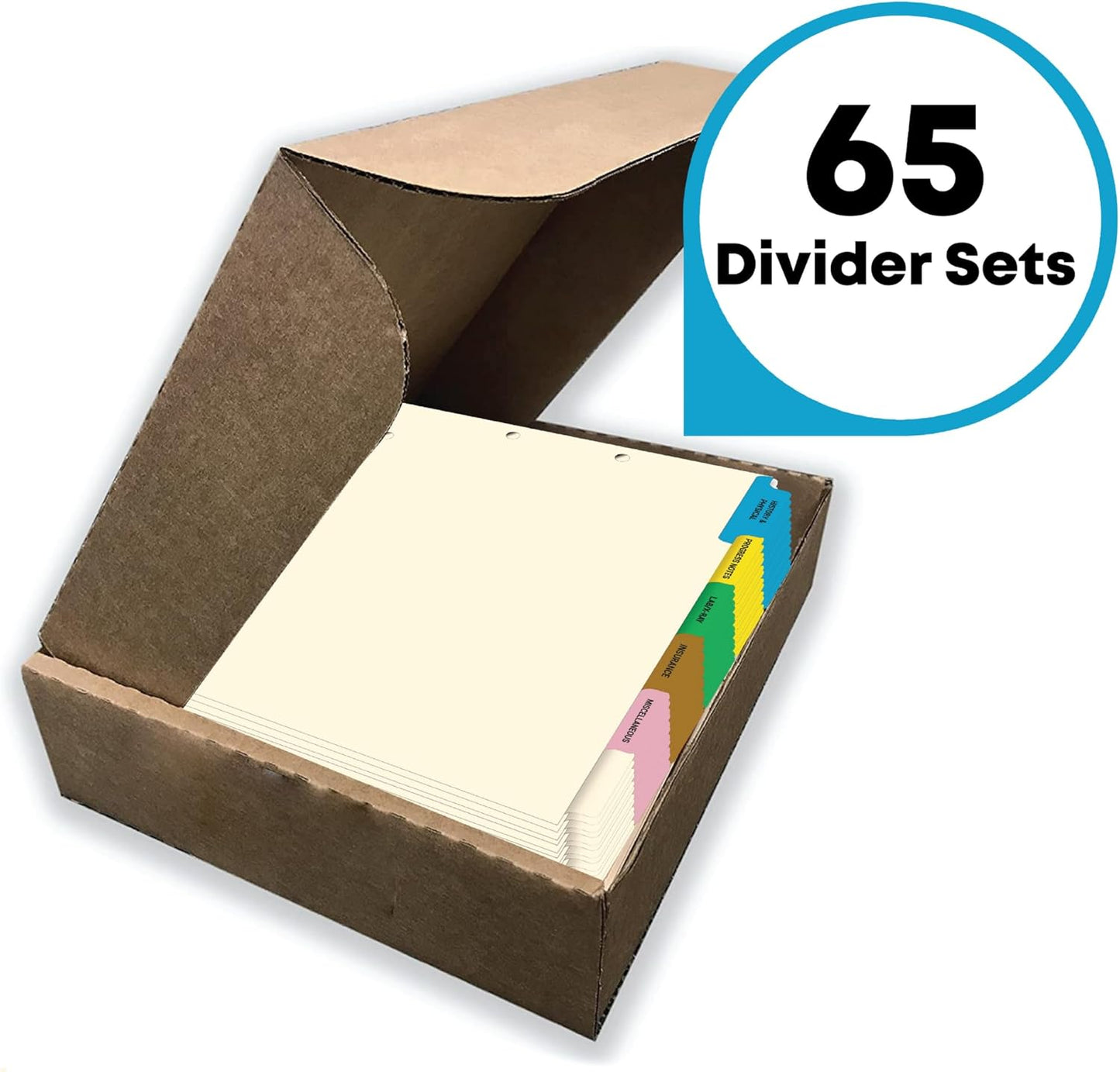 Doctor Stuff - Stock Medical Chart Dividers, 65 Sets of 6 Popular Healthcare Index Tabs, Side Tab, 9" x 11", File Folder Organizer for Nursing Patient Charts and Medical Records