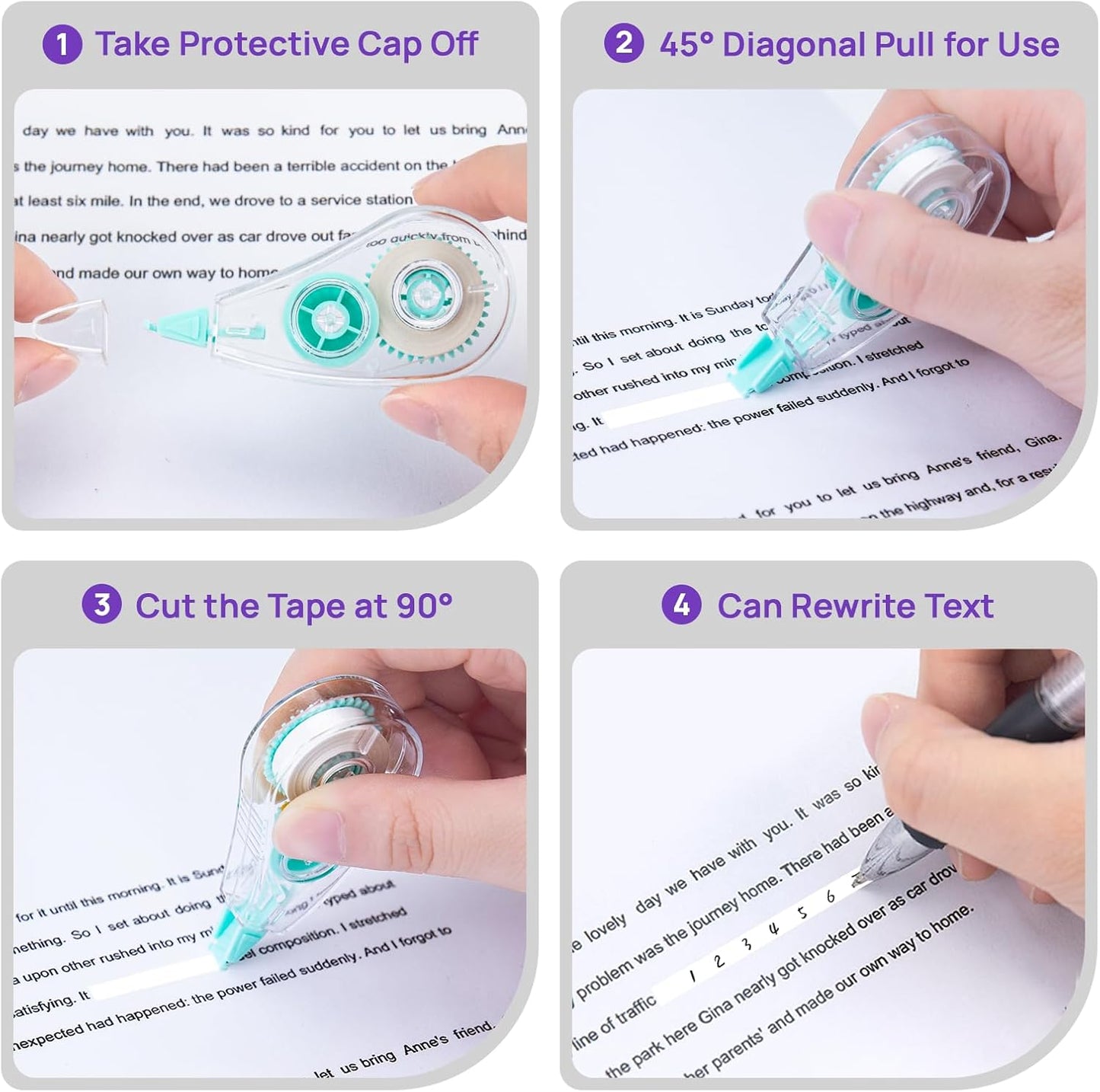 24 Pcs Colorful Core Correction Tape, 18.04 Ft White Wrong Out Tear-Resistant Bulk, Instant Corrections Easy To Use Applicator for School, Office, Note Taking, Journal (Tape Width 0.2 in)