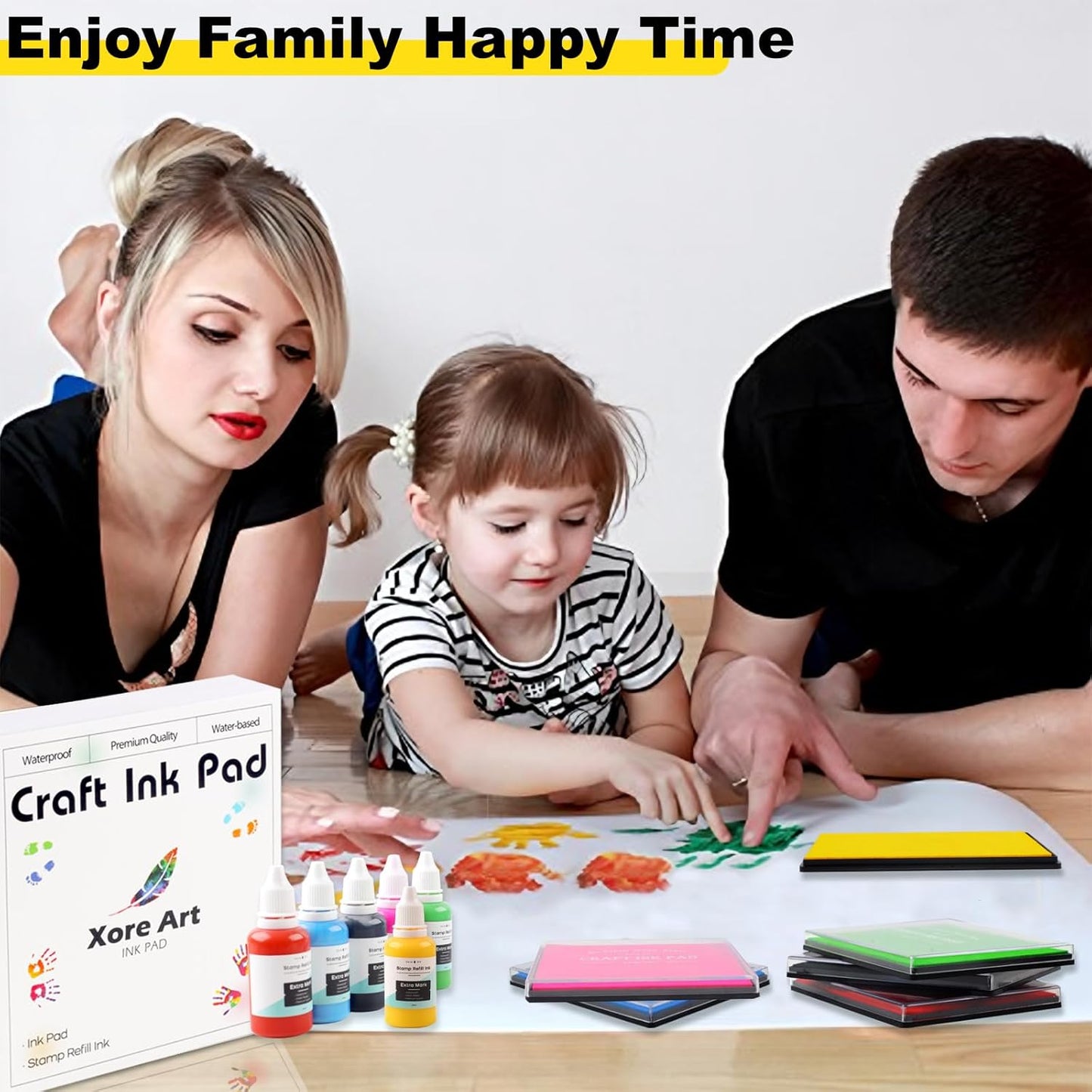 5"x4'' Large Ink Pad Washable Stamp Ink Pad for Baby Footprint Handprint with 30ml Premium Refill Ink (Light Green)