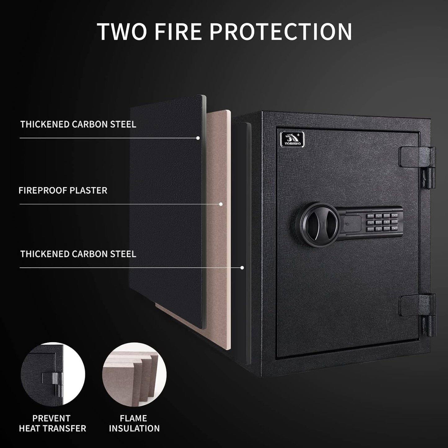 TIGERKING Fireproof Safe,1.24 Cubic Feet Small Steel Money Safe Box Home Safes with Digital Lock for Home and Office