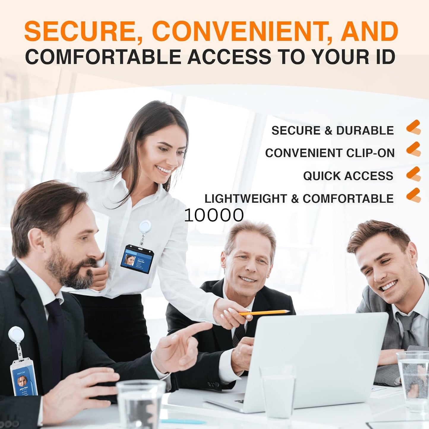 100 Pack Badge Reels Retractable Badge Holder with Clip, Id Clips for Badges, Id Badge Reel, Retractable Id Badge Clip with Clear Vinyl Strap & Alligator Swivel, No Twist Dispenser (White)