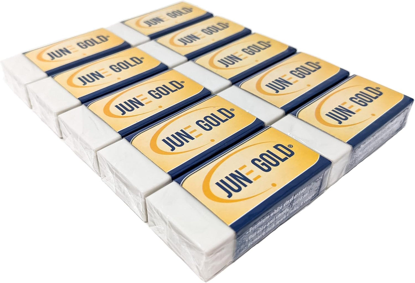 June Gold 10 Large White Vinyl Erasers - Heavy-Duty Eraser for Darker Graphite, Some Inks, and Some Colors