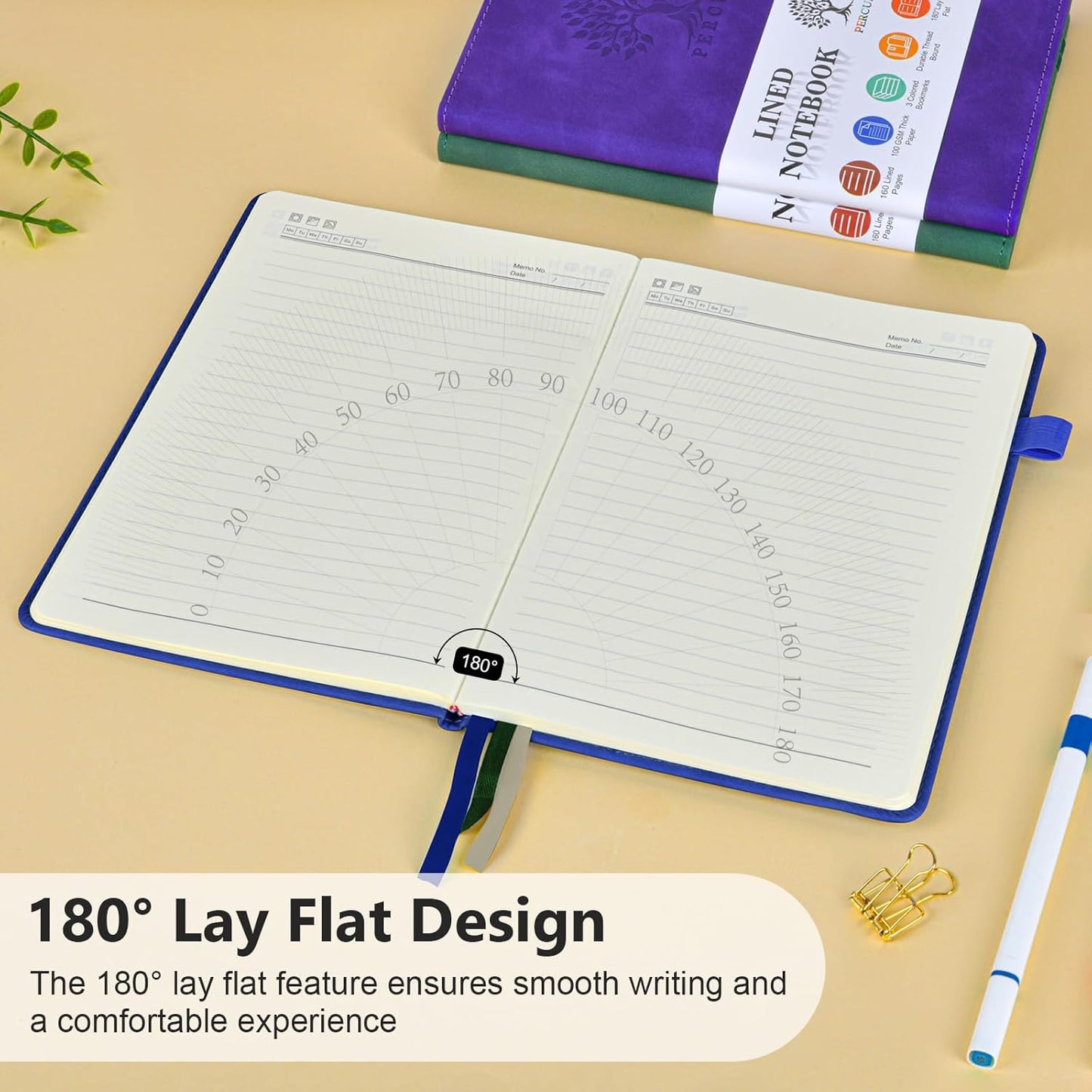 Lined Journal Notebook for Men & Women, 160 Pages College Ruled Journal for Writing, A5 Hardcover Leather Notebooks for Work, School, Business, Travel, Daily Diary 5.9" x 8.5" - Navy