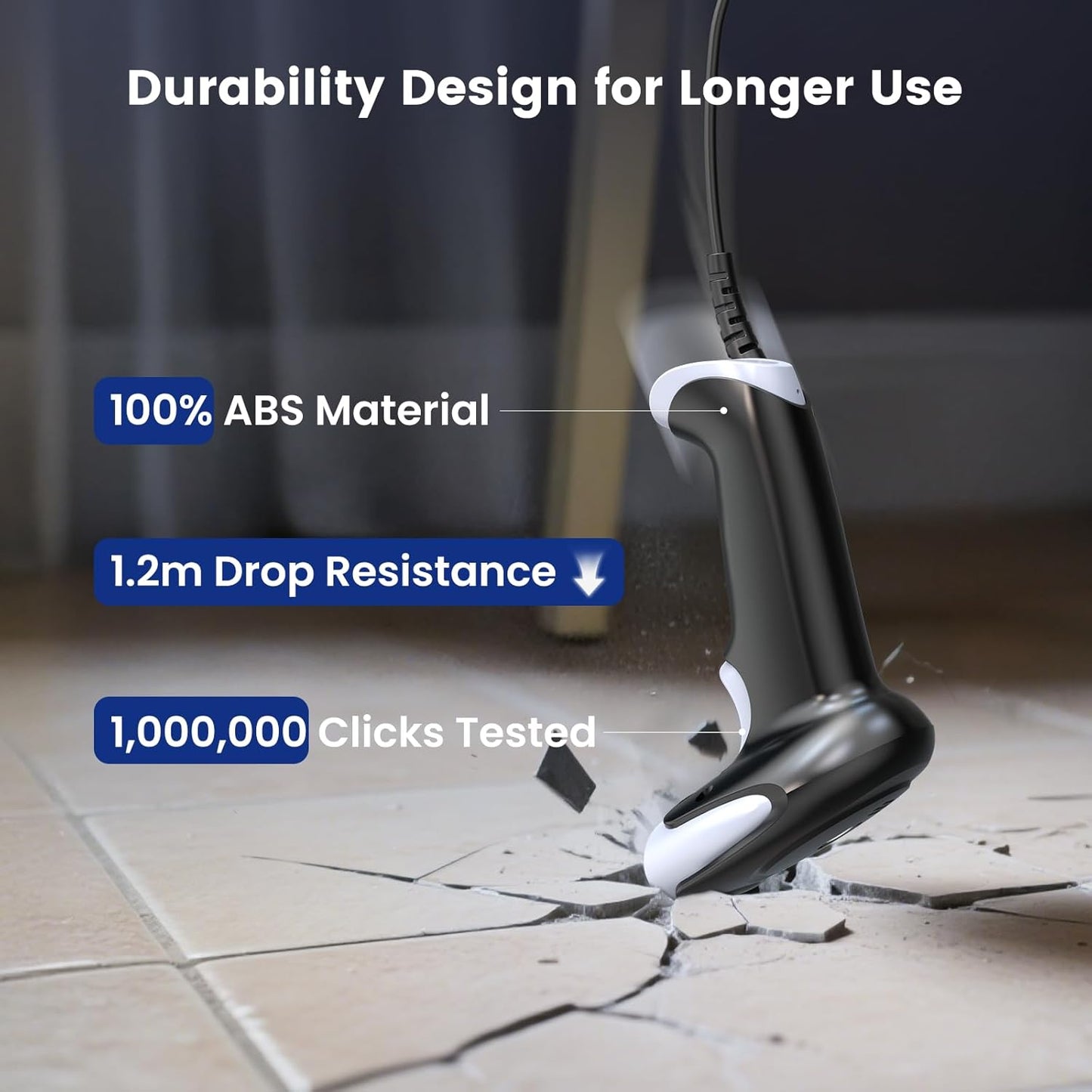 Eyoyo 2D USB Barcode Scanner: Handheld Wired QR Code Scanner for Computer Laptop POS PC, Fast Automatic 1D UPC Screen & Printed Bar Code Reader for Library, Retail Store, Book, Warehouse Inventory